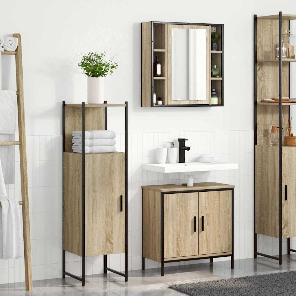 3 Piece Bathroom Furniture Set Sonoma Oak Engineered Wood - Discount Dealers