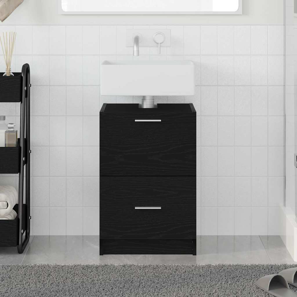 Sink Cabinet Black Oak 40x37x59 cm Engineered Wood - All Things Good