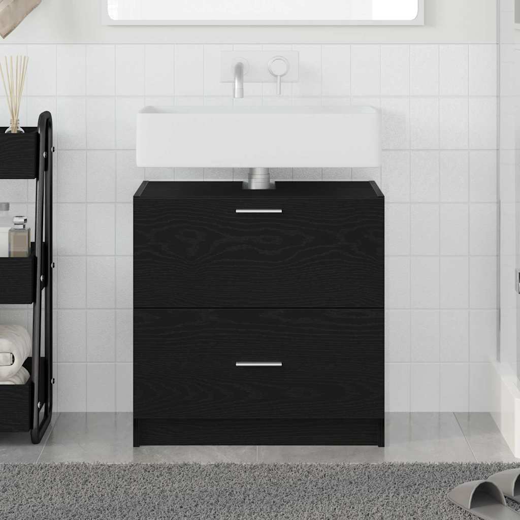 Sink Cabinet Black Oak 59x37x59 cm Engineered Wood - Design Hut