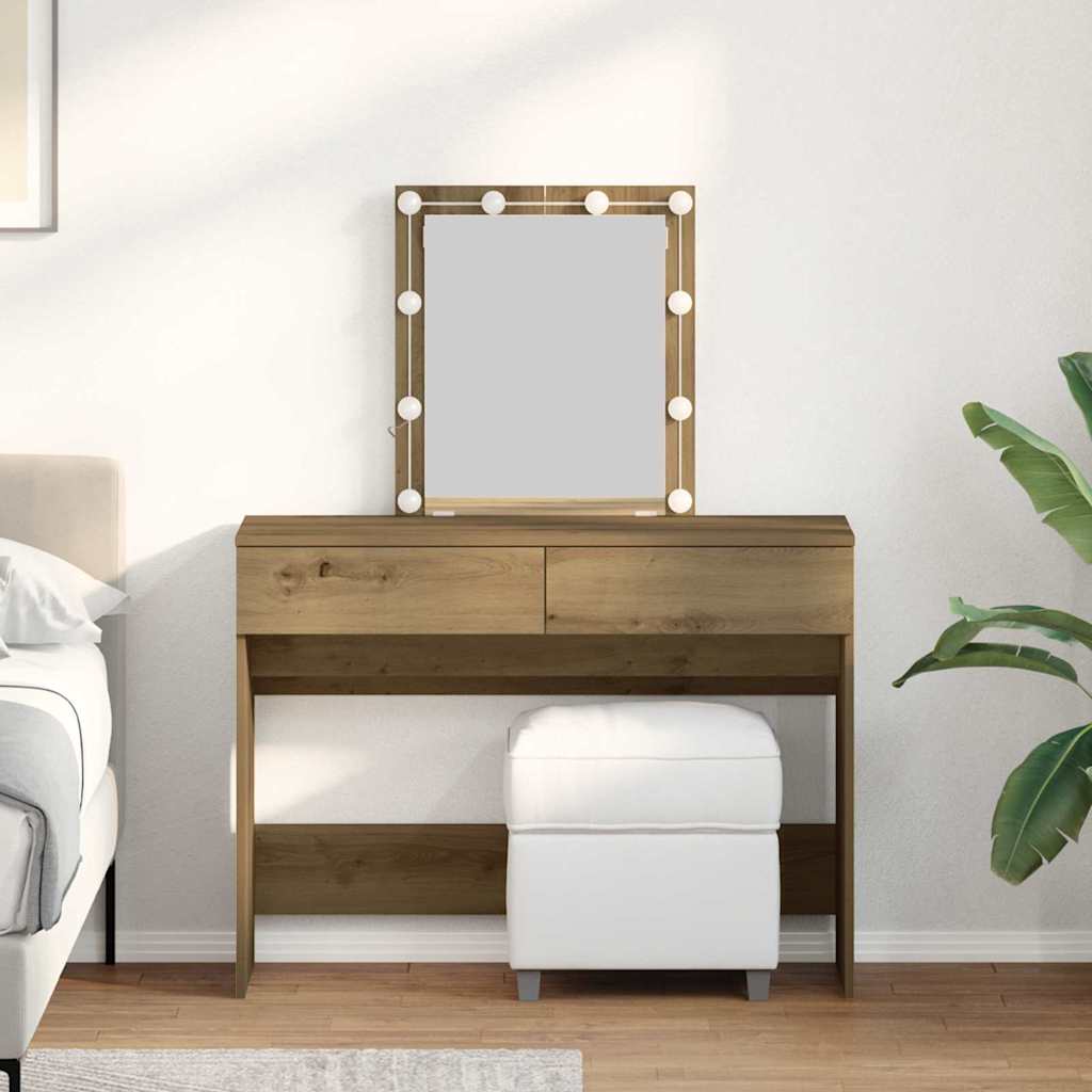Dressing Table with Mirror and LEDs Artisan Oak Engineered Wood - R and M Furniture