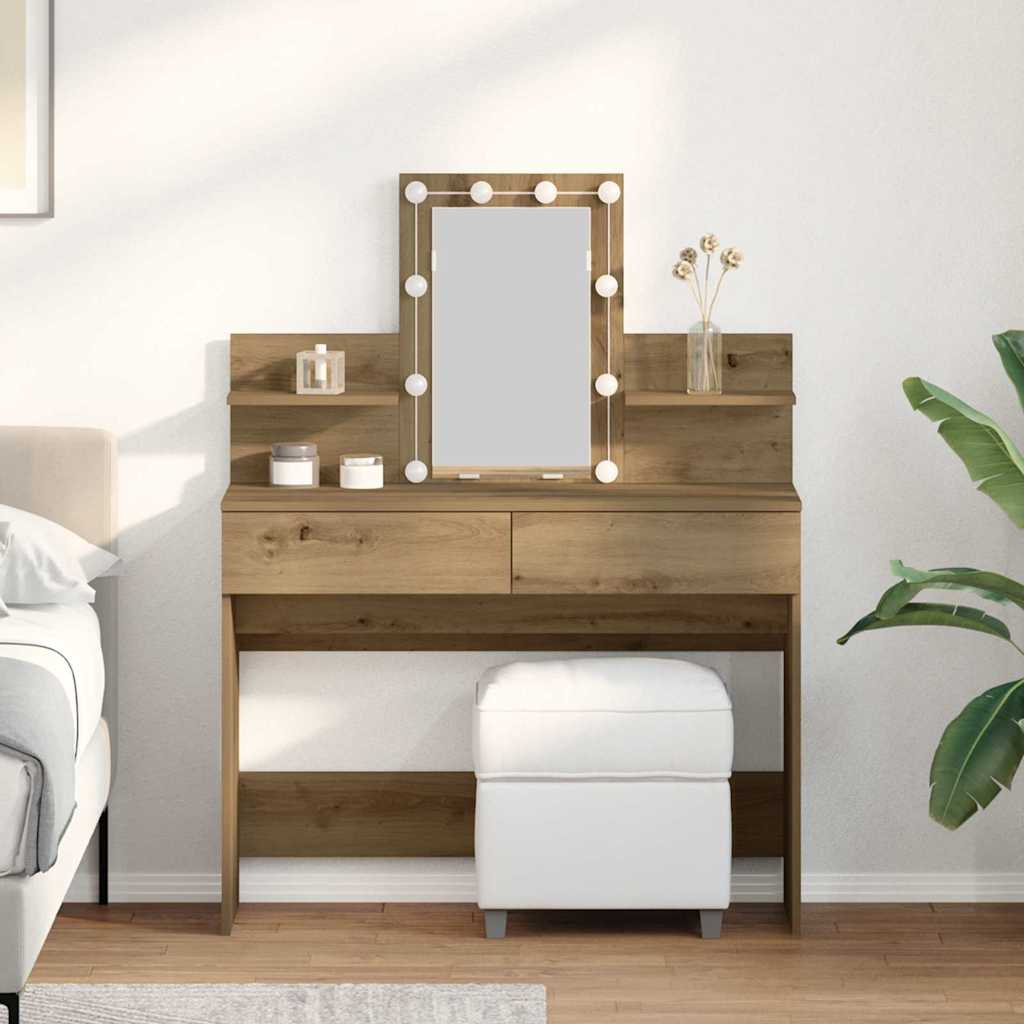 Dressing Table with LED Artisan Oak 100x40x130 cm - Casper Homes