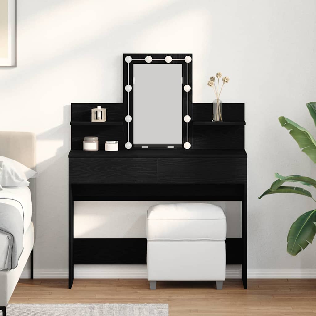 Dressing Table with LED Black Oak 100x40x130 cm - Design Hut