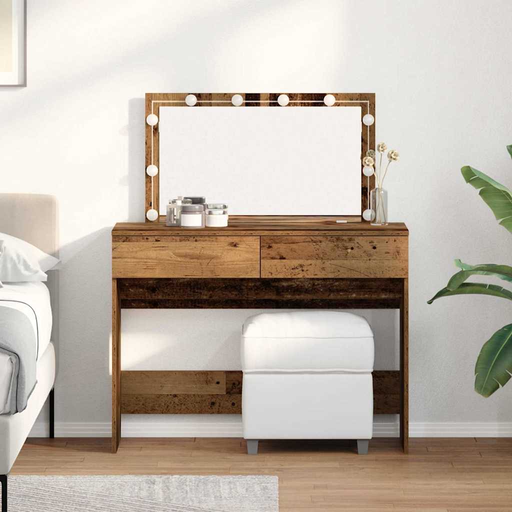 Dressing Table with LED Old Wood 100x40x120 cm - All Things Good