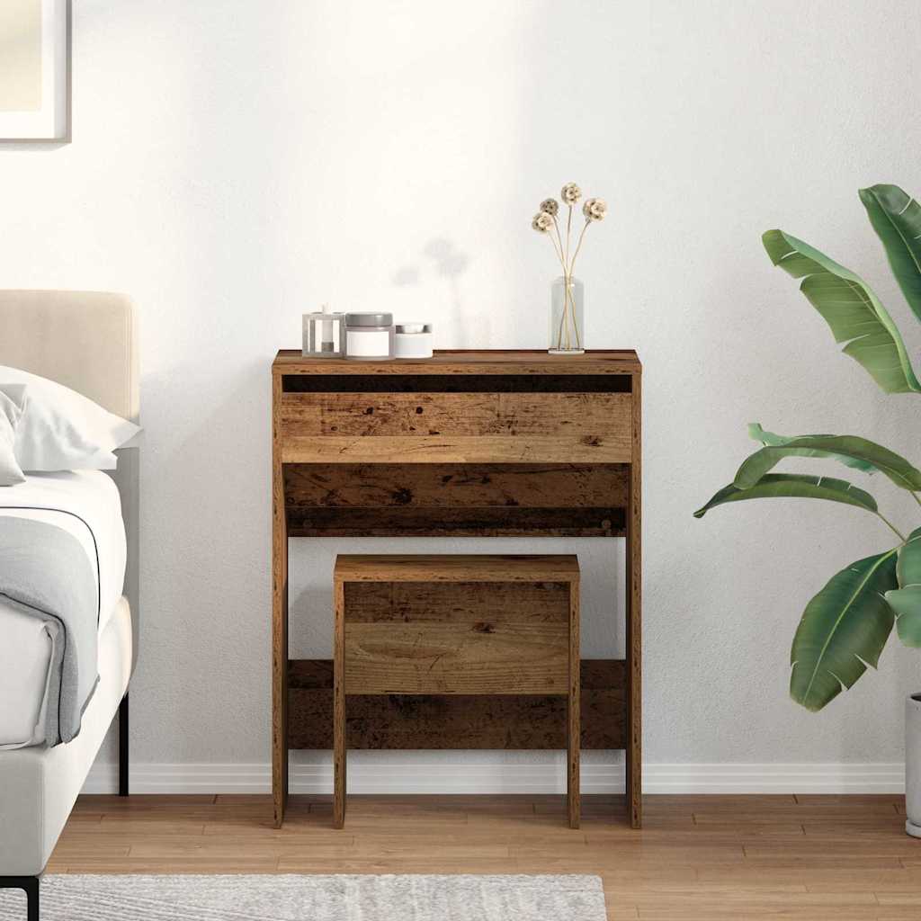 Dressing Table with Mirror Old Wood Engineered Wood - Tyrell & Tyrell