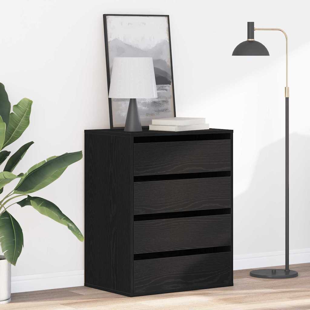BELVOIR Black Chest of Drawers - Small-sized, 4 Drawers - Merlin Deals