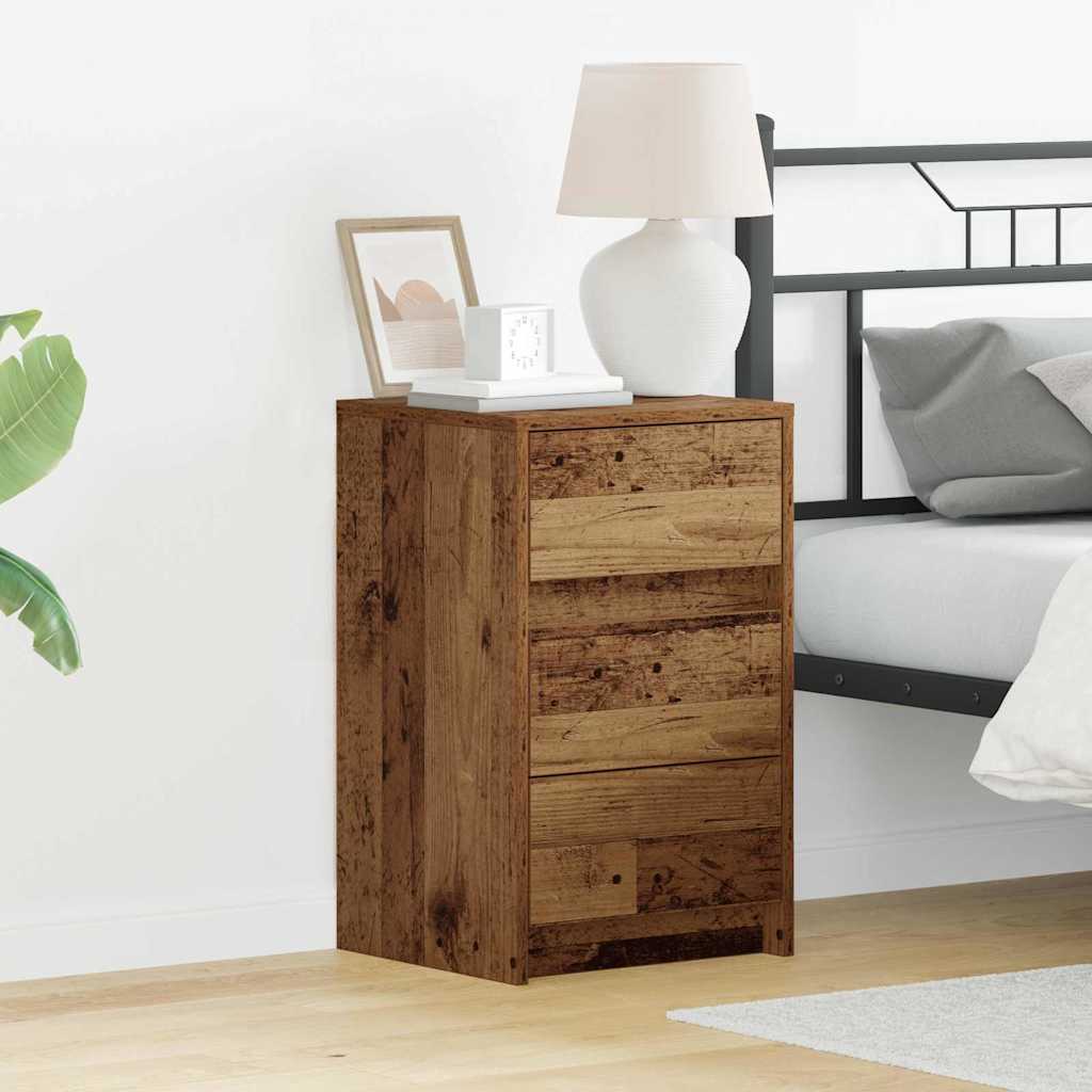 Bedside Cabinet with LED Lights Old Wood Engineered Wood - Millennium Furniture