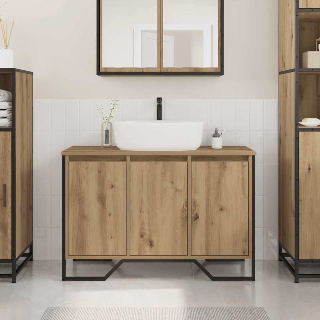 Bathroom Sink Cabinet Artisan Oak 91x35x60 cm Engineered Wood - Millennium Furniture