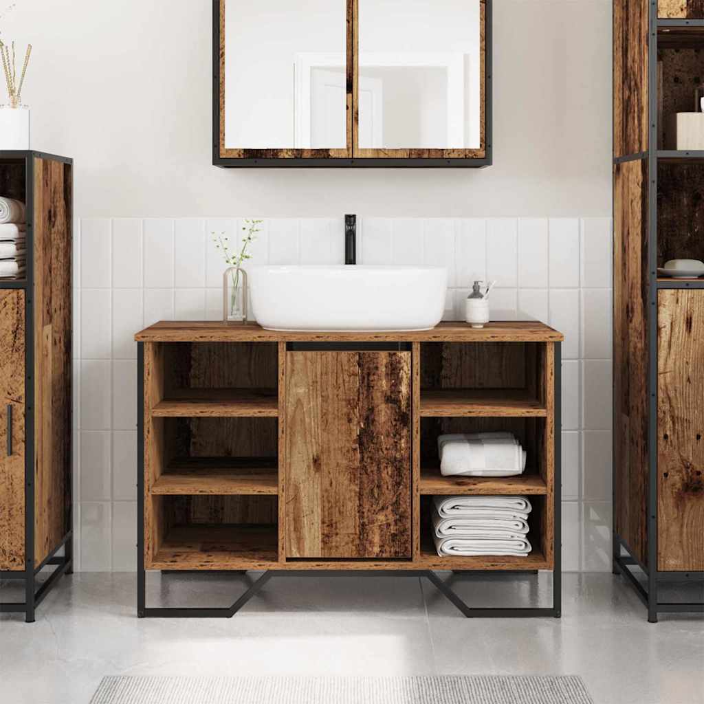 Bathroom Sink Cabinet Old Wood 91x35x60 cm Engineered Wood - Brittle & Co