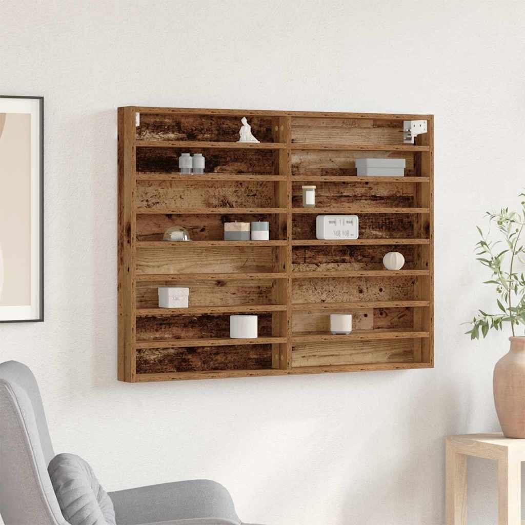 Vitrine Cabinet Old Wood 100x8,5x75 cm Engineered Wood - Unbeatable Bargains