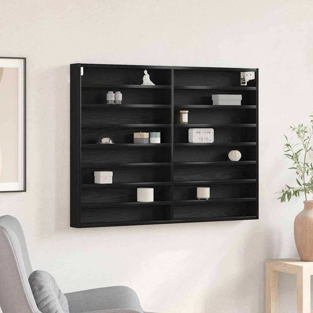Vitrine Cabinet Black Oak 100x8,5x75 cm Engineered Wood - Tyrell & Tyrell
