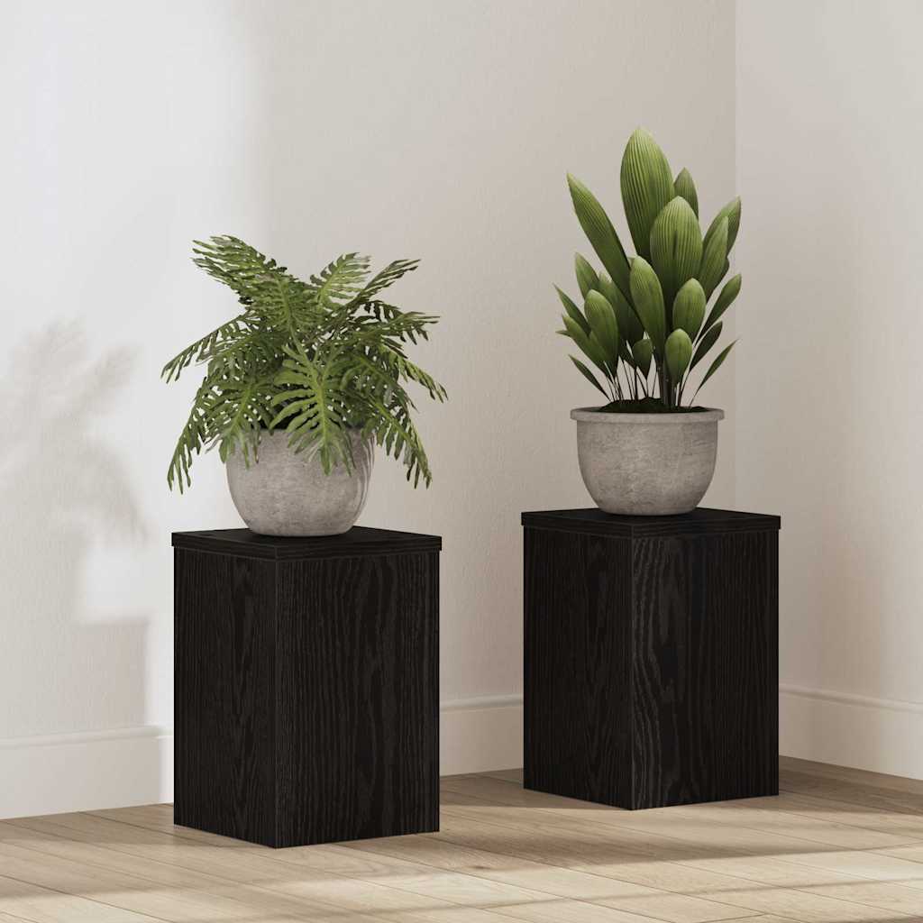 ELIVALE Plant Stand 2 pcs 20x20x30 cm Wooden - Black Oak - Charlotte Dunes