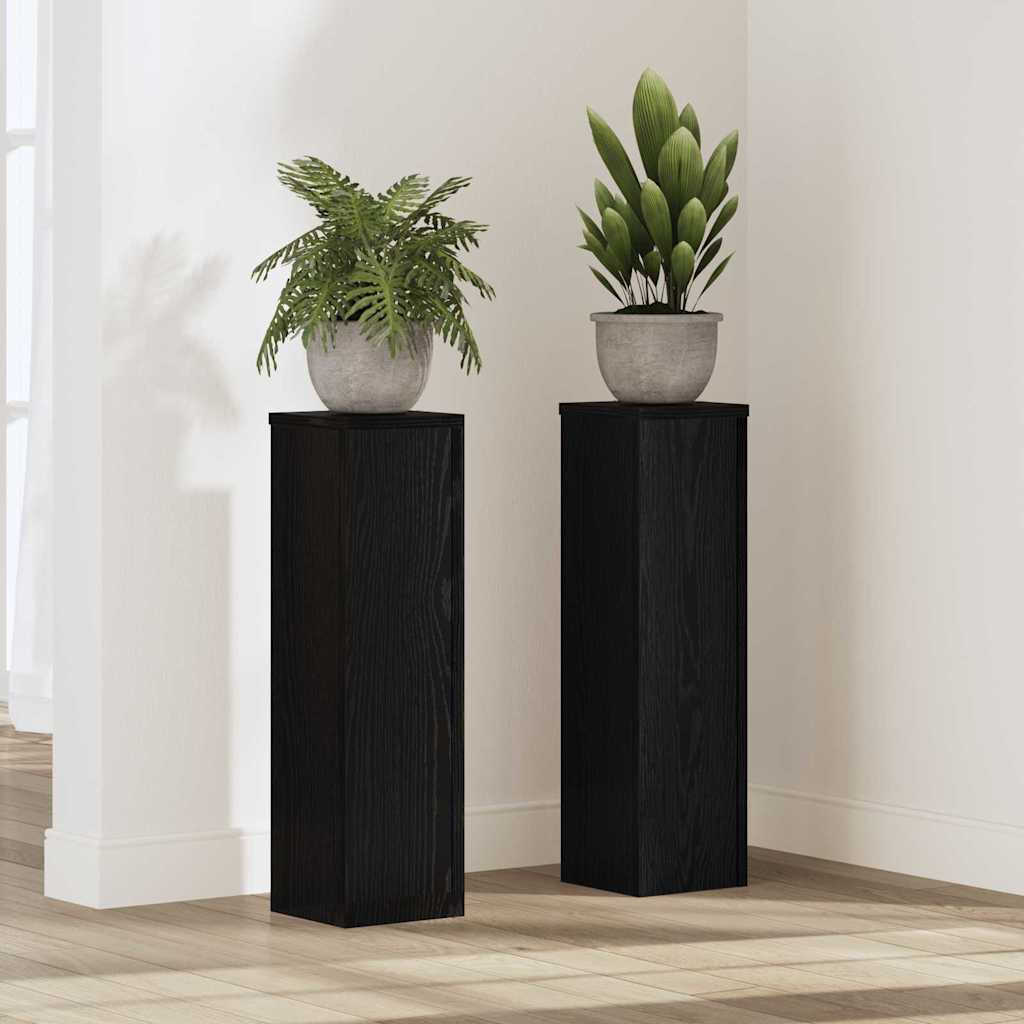 ELIVALE Plant Stand 2 pcs 17x17x60 cm Wooden - Black Oak - Charlotte Dunes