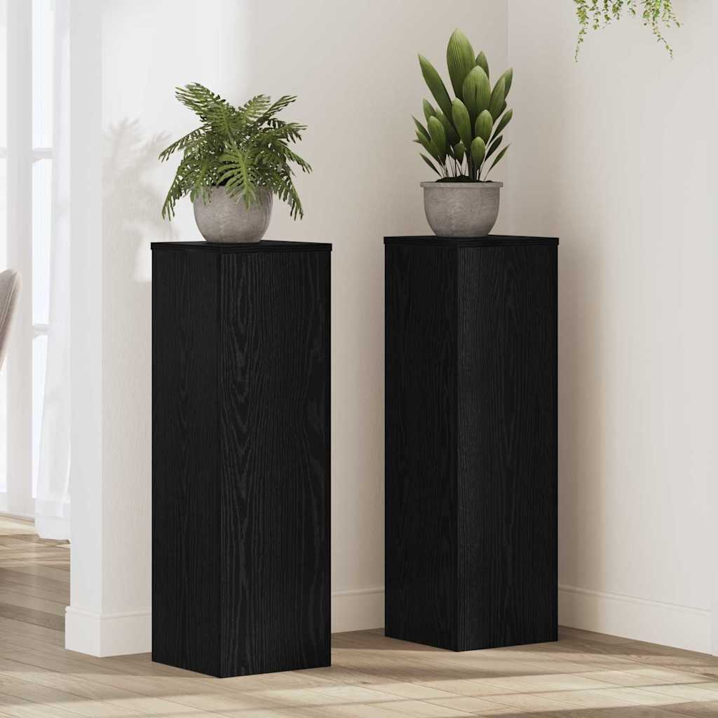 ELIVALE Plant Stand 2 pcs 25x25x80 cm Wooden - Black Oak - Charlotte Dunes