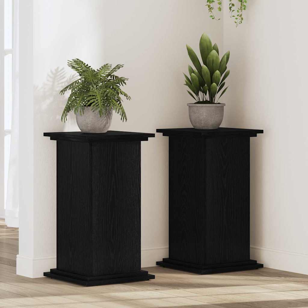 ELIVALE Plant Stand 33x33x60 cm Wooden - Black Oak - Charlotte Dunes