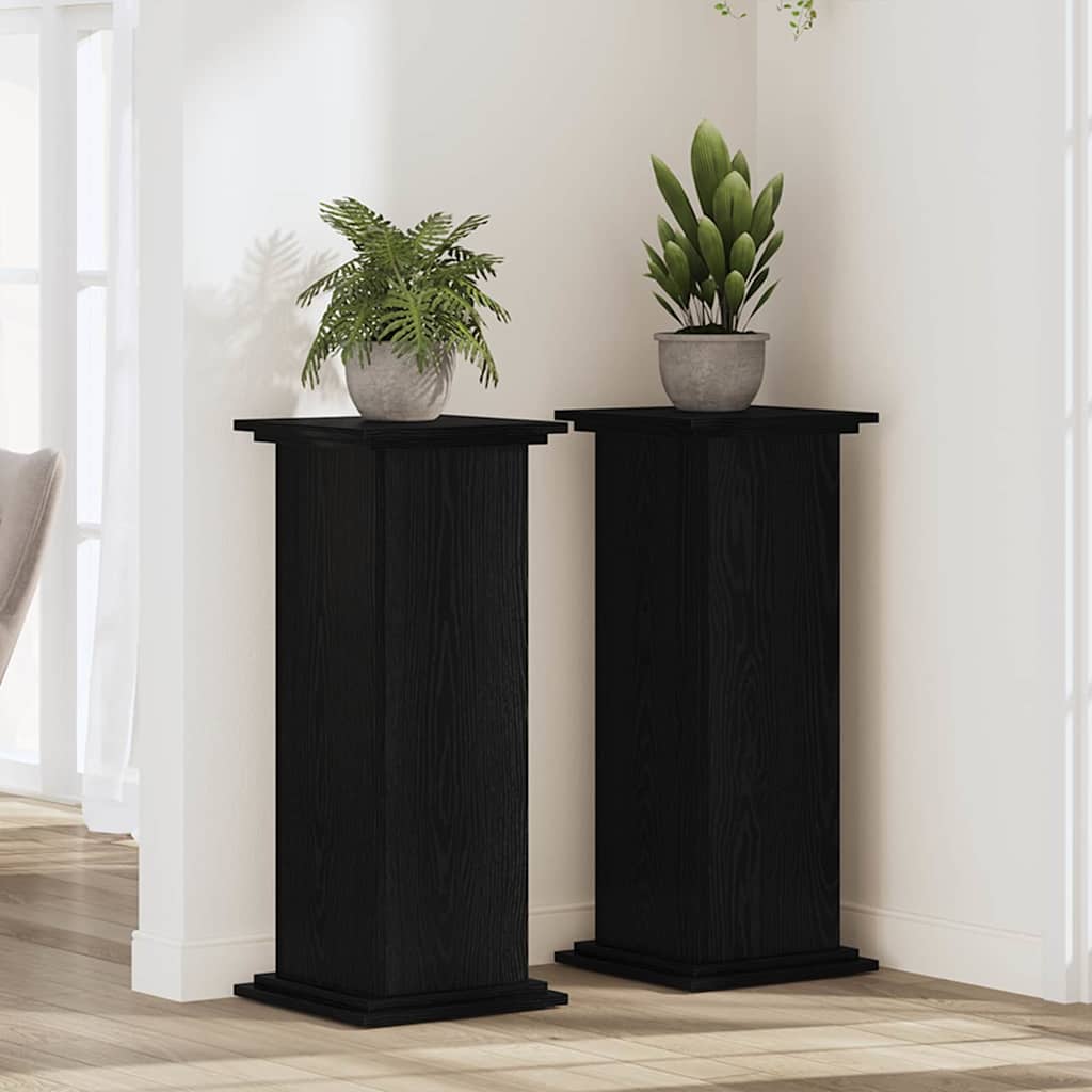 ELIVALE Plant Stand 33x33x80 cm Wooden - Black Oak - Charlotte Dunes