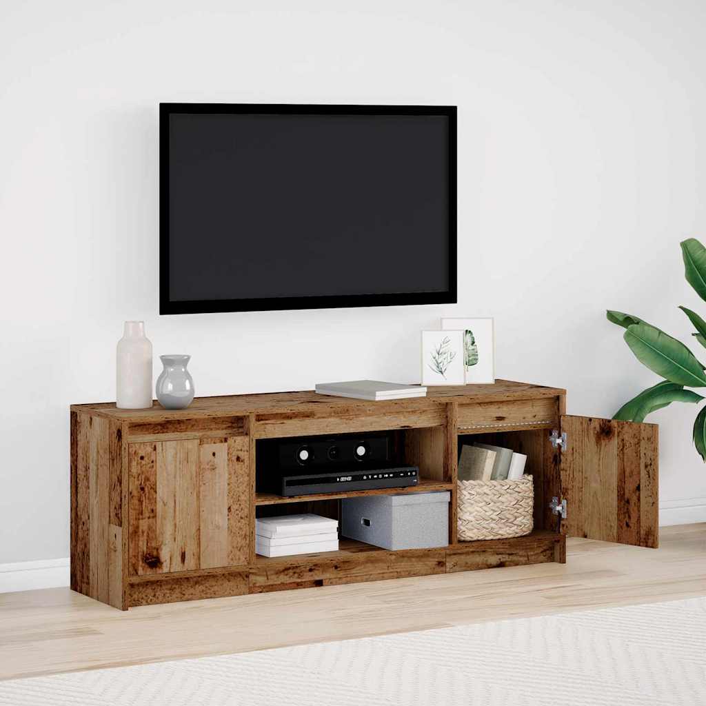 TV Cabinet with LED - Old Wood, 139.5x34x50 cm, Made from Engineered Wood - Direct Imports