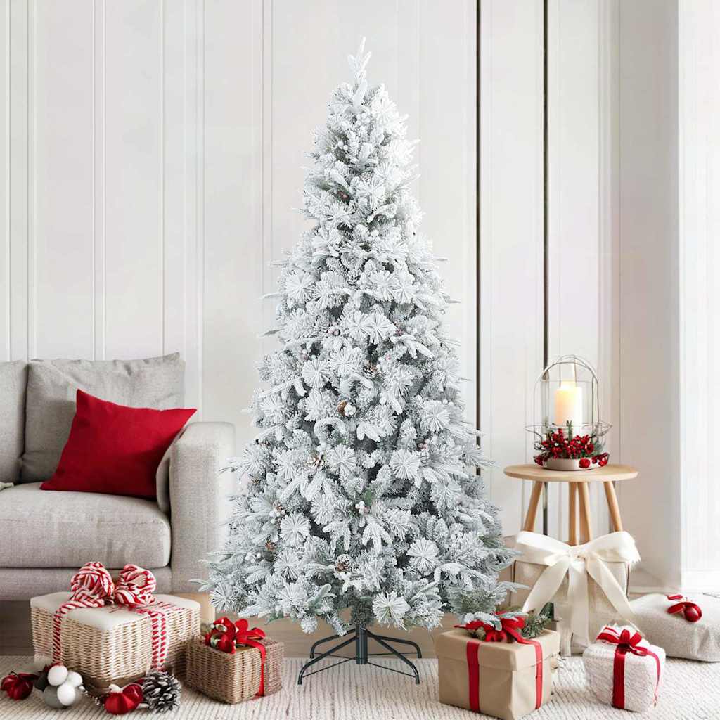 FLOSKA Artificial Hinged Christmas Tree Snow Flocked White 180 cm - Discount Dealers