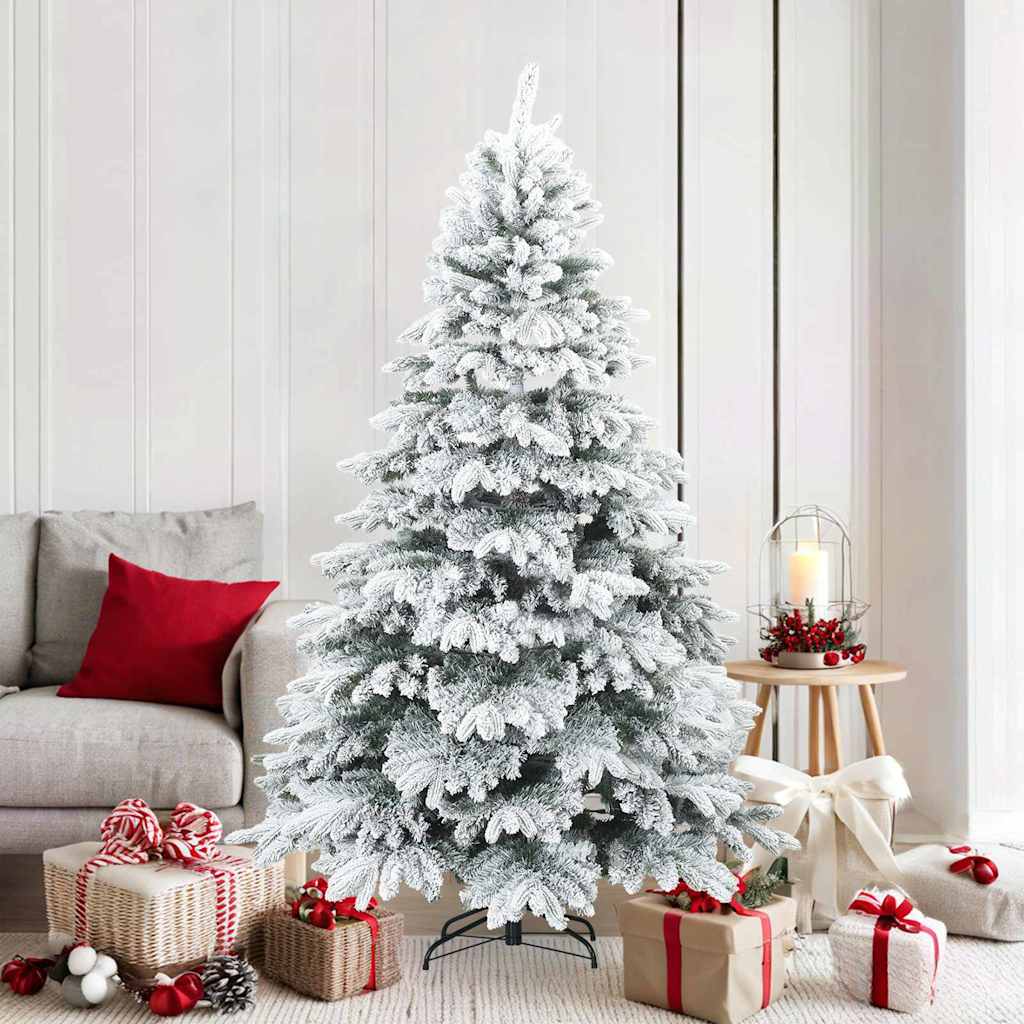 FLOSKA Artificial Hinged Christmas Tree Snow Flocked White 180 cm - All Things Good