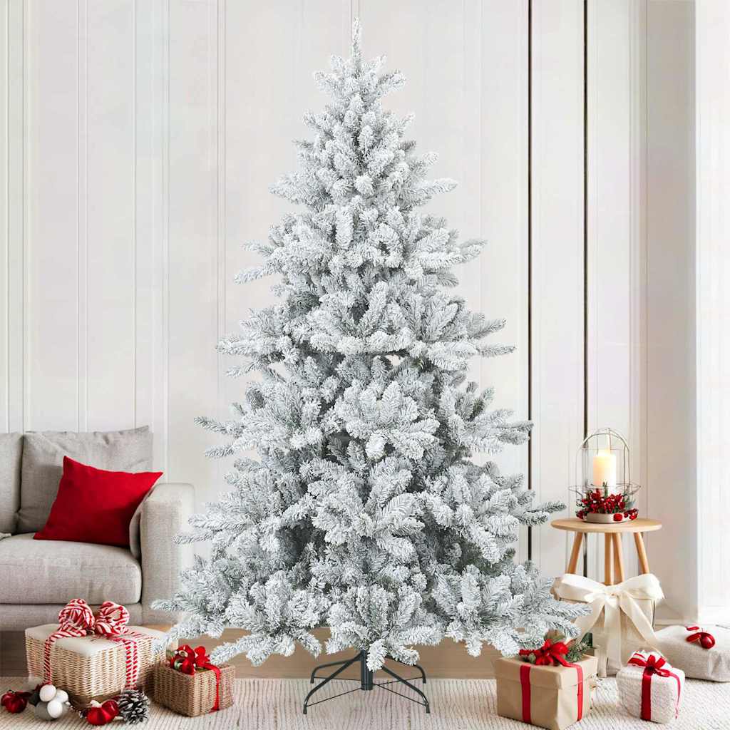 FLOSKA Artificial Hinged Christmas Tree Snow Flocked White 210 cm - Merlin Deals