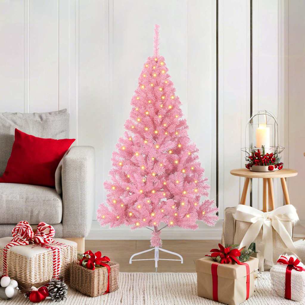 EMBERI Artificial Pre-lit Christmas Tree with 150 LEDs Pink 120 cm PVC - Merkel Designers