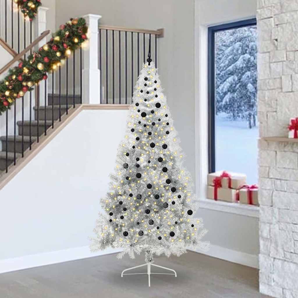 COZZIE Artificial Pre-lit Christmas Tree Silver 240 cm PET - Millennium Furniture