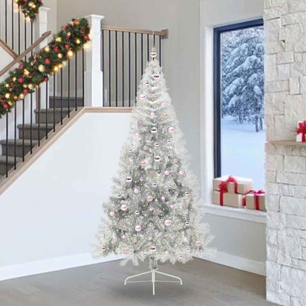 COZZIE Artificial Pre-lit Christmas Tree Silver 240 cm PET - R and M Furniture