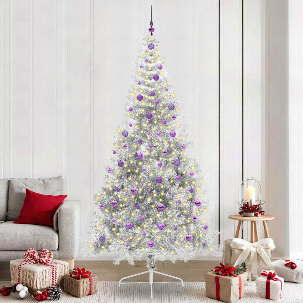 COZZIE Artificial Pre-lit Christmas Tree Silver 240 cm PET - Tyrell & Tyrell