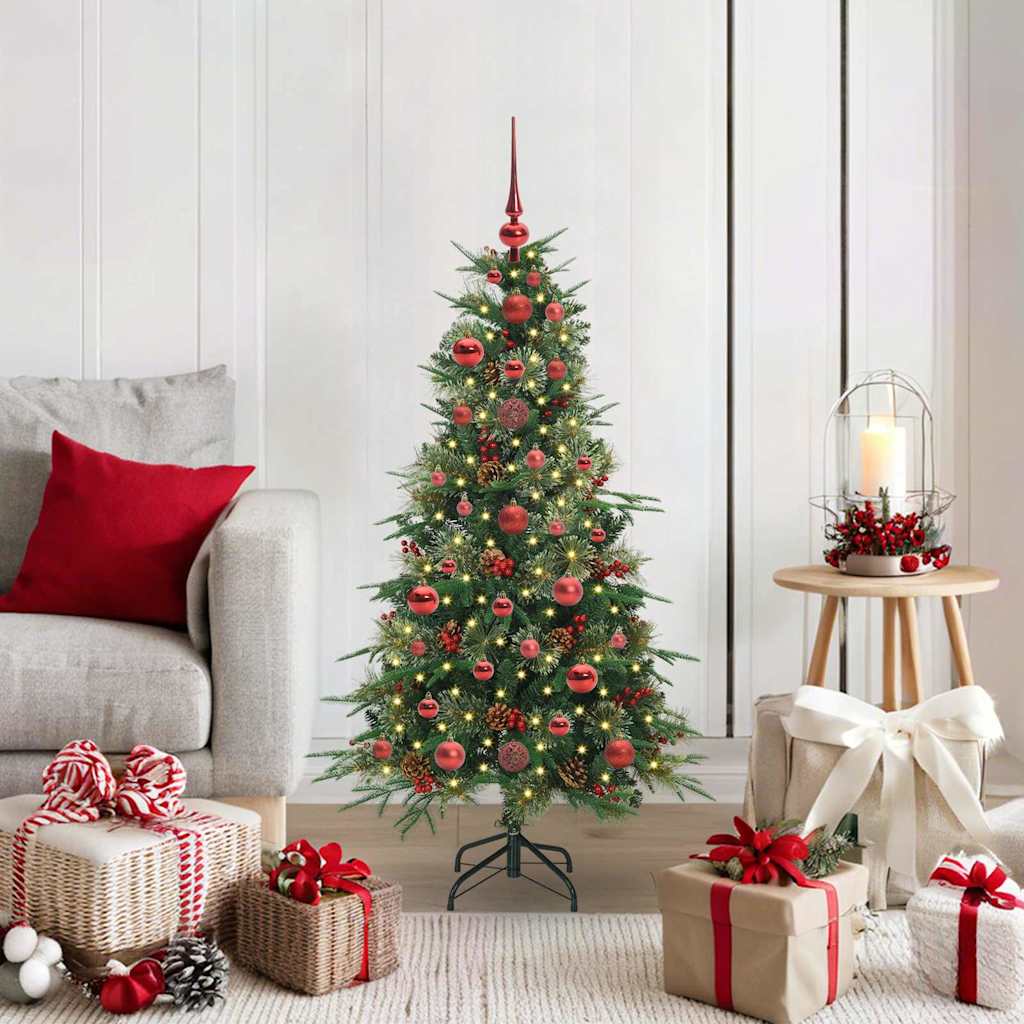 COZLYN Artificial Hinged Christmas Tree Green 120 cm PE and PVC - Design Hut
