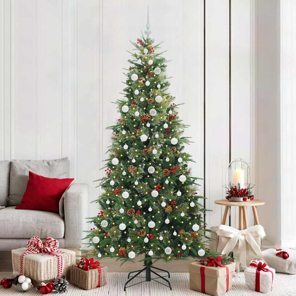ELMIX Artificial Hinged Christmas Tree Green 210 cm PE and PVC - Charlotte Dunes