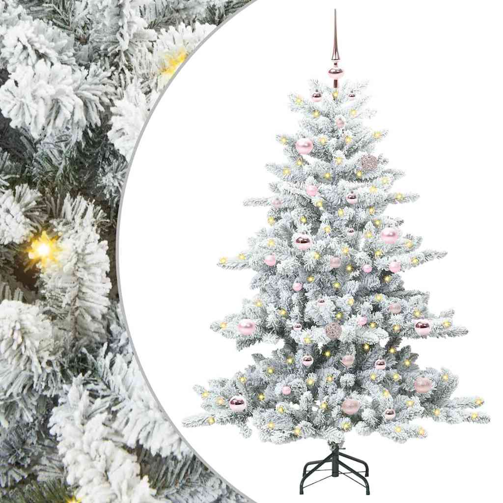 ELSERA Artificial Hinged Christmas Tree with 150 LEDs 150 cm PVC - Decor Base