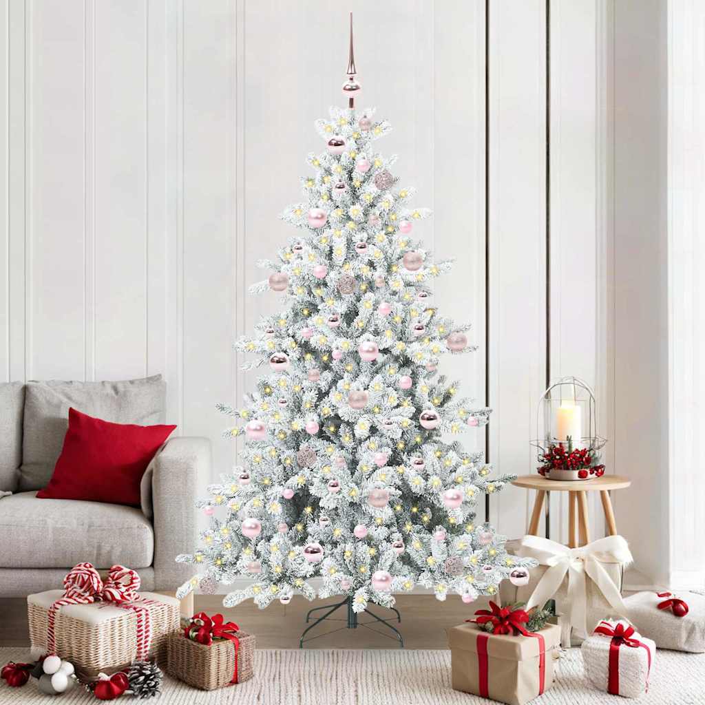 ELSERA Artificial Hinged Christmas Tree with 300 LEDs 180 cm PVC - Unbeatable Bargains