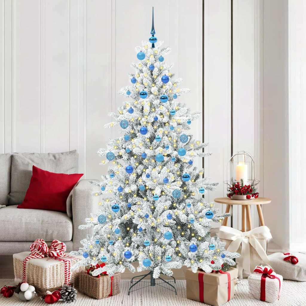ELSERA Artificial Hinged Christmas Tree with 300 LEDs 180 cm PVC - Decor Base
