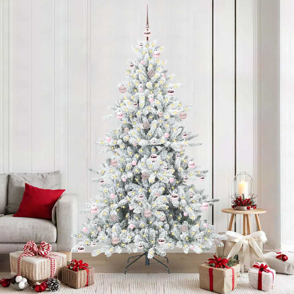 ELSERA Artificial Hinged Christmas Tree with 300 LEDs 210 cm PVC - R and M Furniture