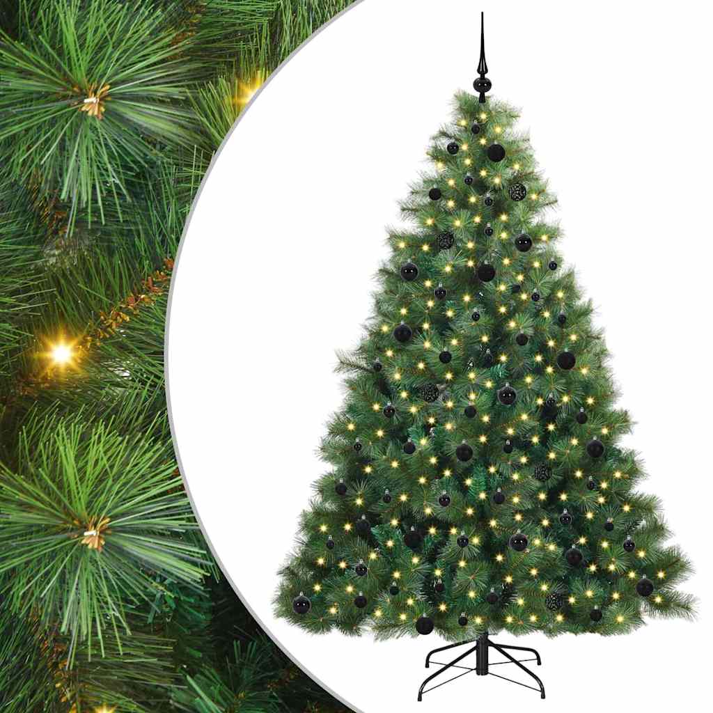 ELSERA Artificial Christmas Tree with 300 LEDs Green 210 cm PE and PVC - Decor Base