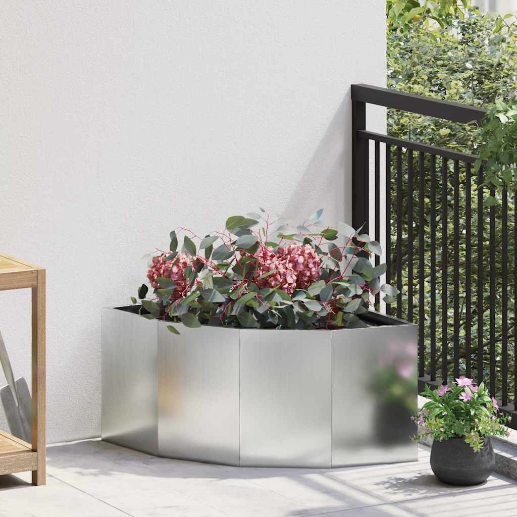 CLSRIDG Corner Planter 60x60x35 cm Galvanised Steel - Silver - Design Hut