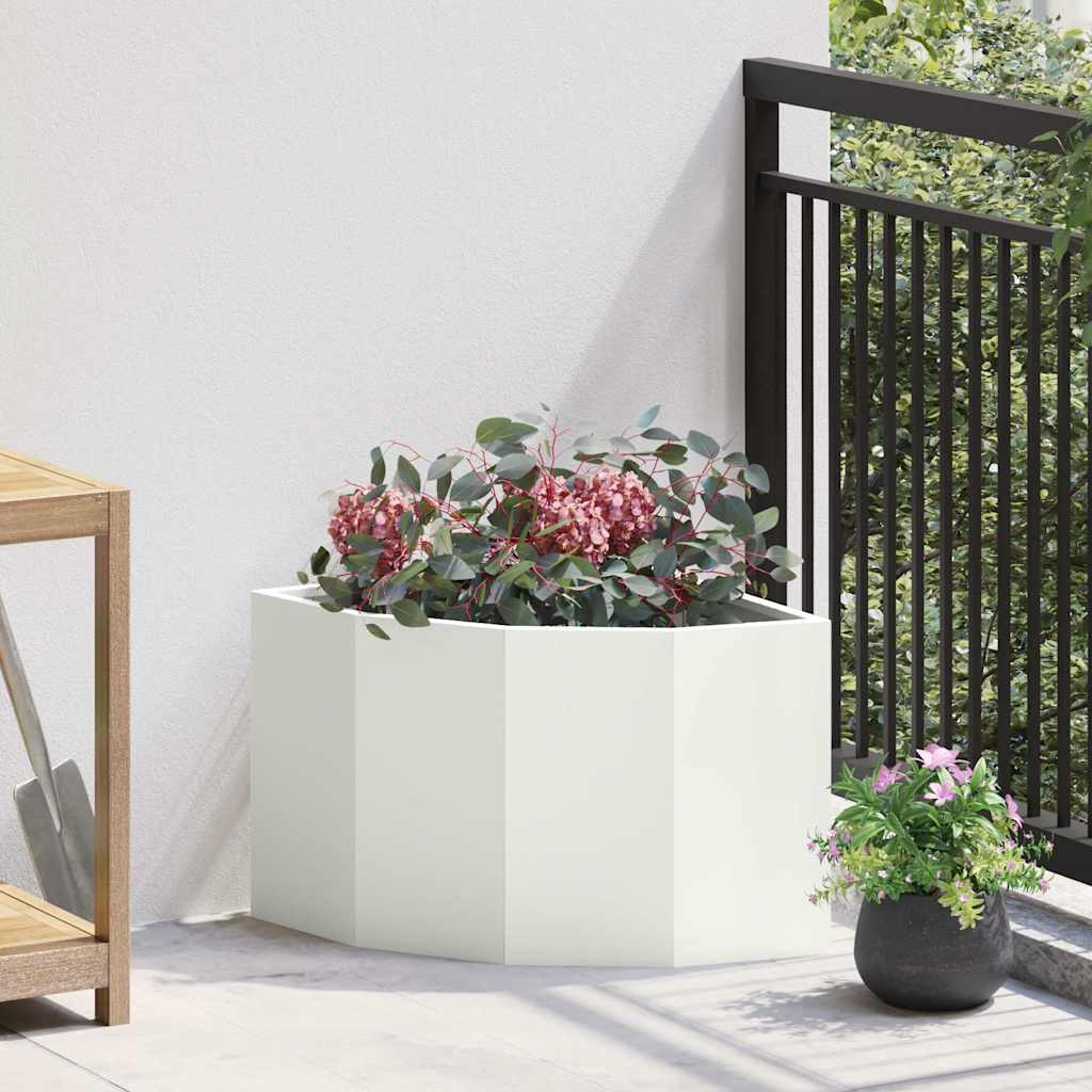 CLSRIDG Corner Planter 45x45x35 cm Steel - White - Design Hut