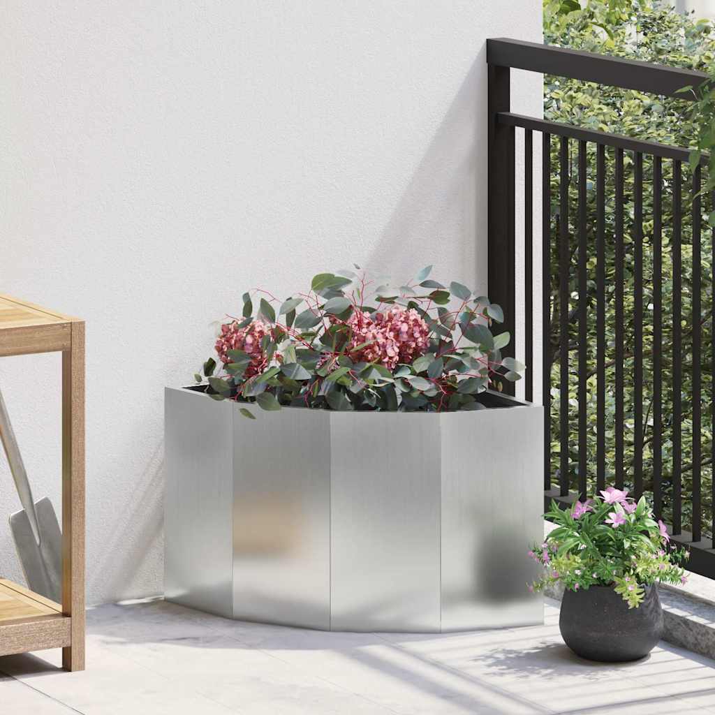 CLSRIDG Corner Planter 45x45x35 cm Galvanised Steel - Silver - Design Hut