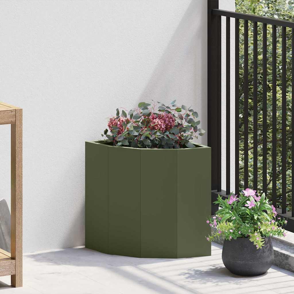 CLSRIDG Corner Planter Olive 30x30x35 cm Steel - Green - Design Hut