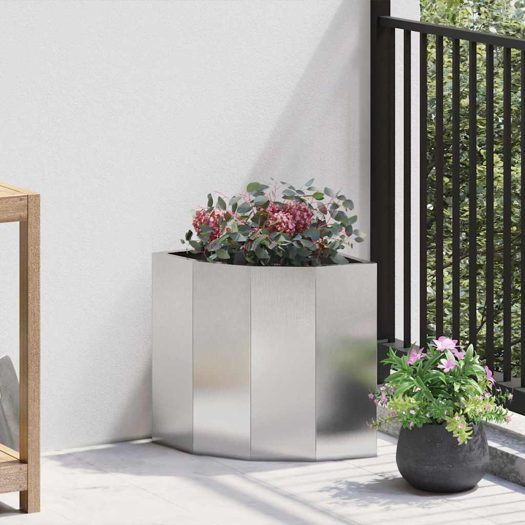 CLSRIDG Corner Planter 30x30x35 cm Stainless Steel - Silver - Design Hut