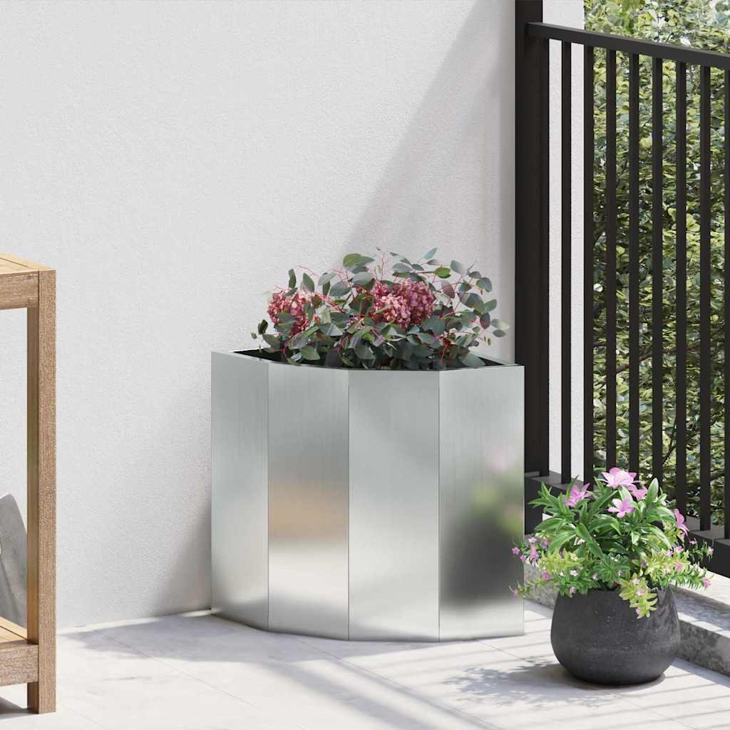 CLSRIDG Corner Planter 30x30x35 cm Galvanised Steel - Silver - Design Hut