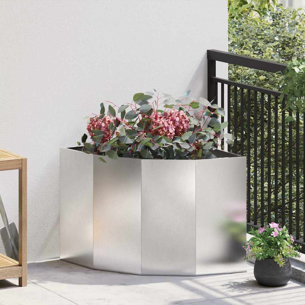 CLSRIDG Corner Planter 60x60x50 cm Stainless Steel - Silver - Design Hut