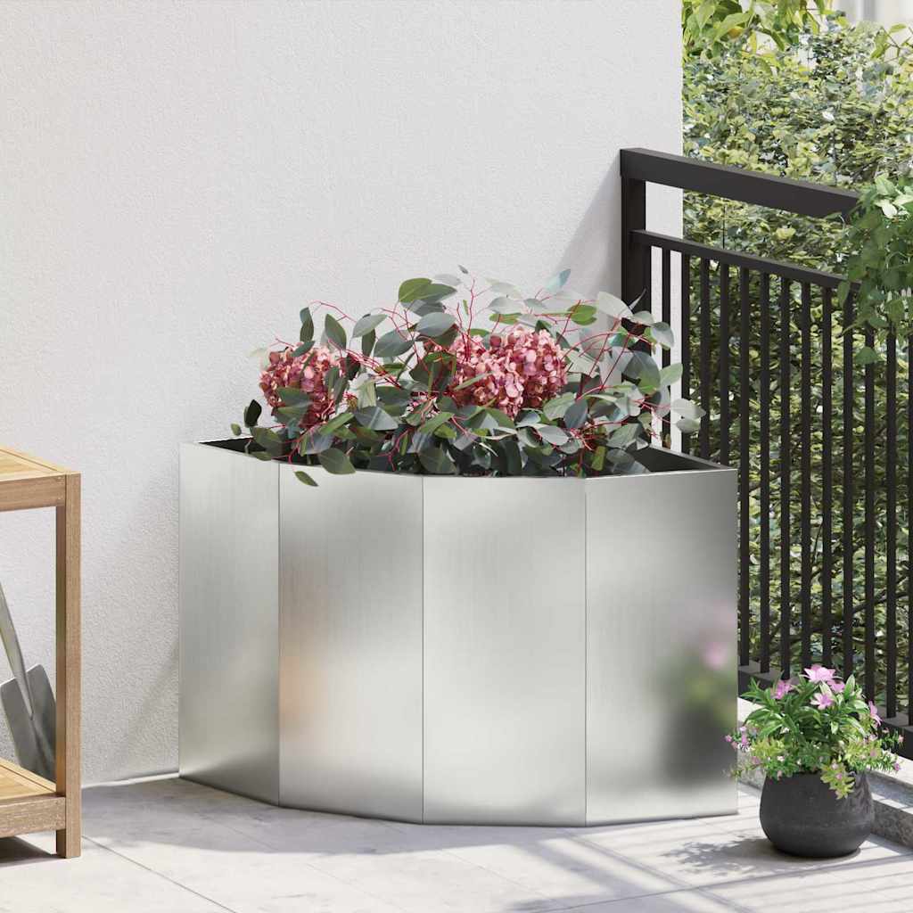 CLSRIDG Corner Planter 60x60x50 cm Galvanised Steel - Silver - Design Hut