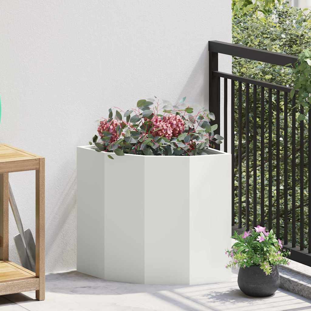 CLSRIDG Corner Planter 45x45x50 cm Steel - White - Design Hut