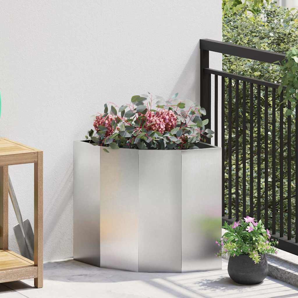 CLSRIDG Corner Planter 45x45x50 cm Stainless Steel - Silver - Design Hut