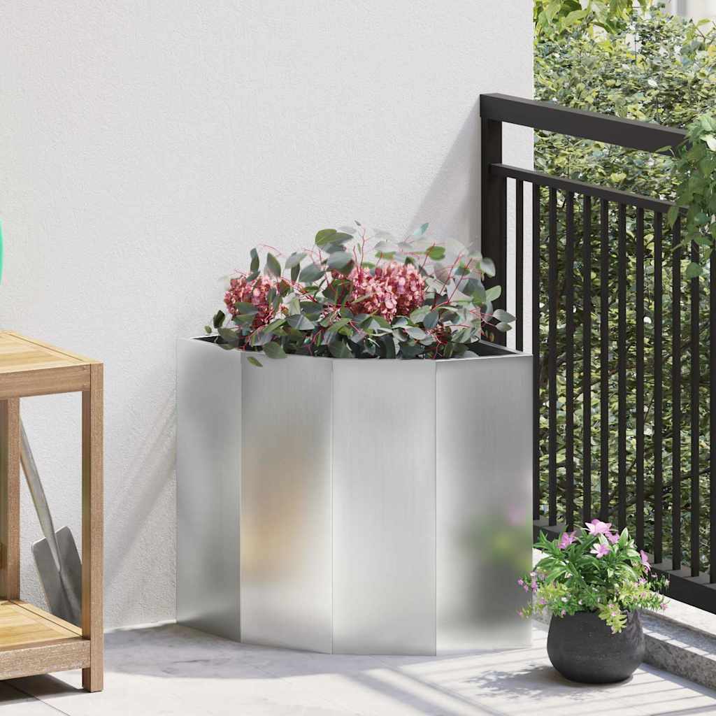 CLSRIDG Corner Planter 45x45x50 cm Galvanised Steel - Silver - Design Hut