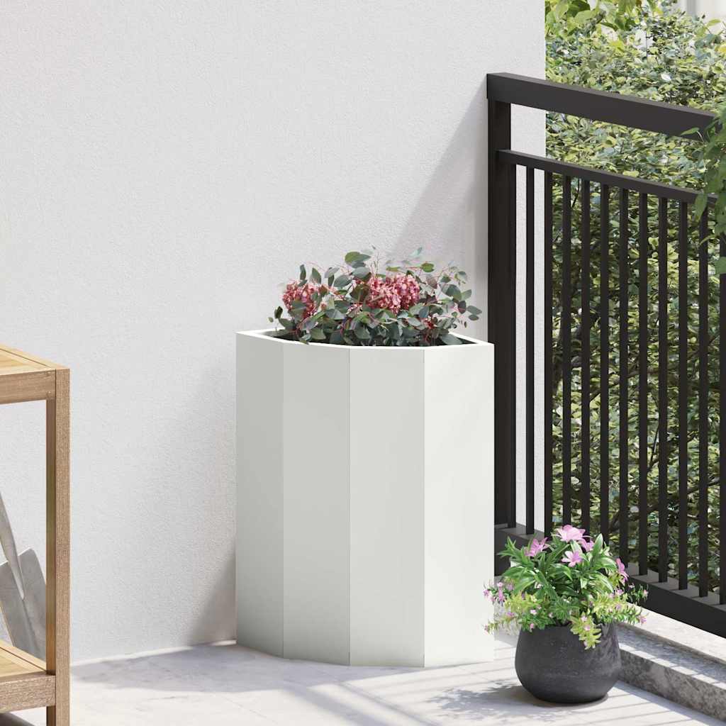 CLSRIDG Corner Planter 30x30x50 cm Steel - White - Design Hut