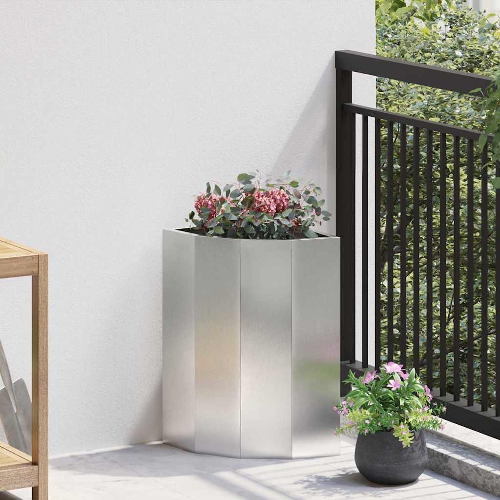 CLSRIDG Corner Planter 30x30x50 cm Stainless Steel - Silver - Design Hut