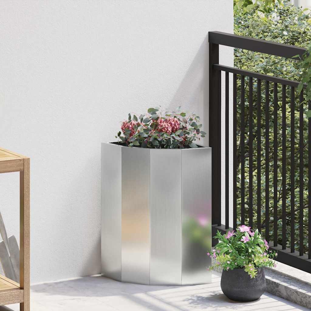 CLSRIDG Corner Planter 30x30x50 cm Galvanised Steel - Silver - Design Hut
