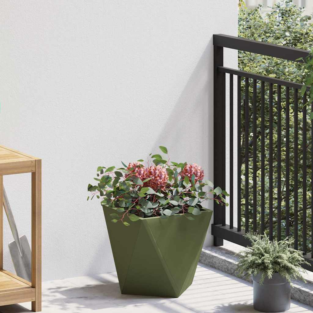 CLSRIDG Planter Olive 30x30x30 cm Steel - Green - Design Hut