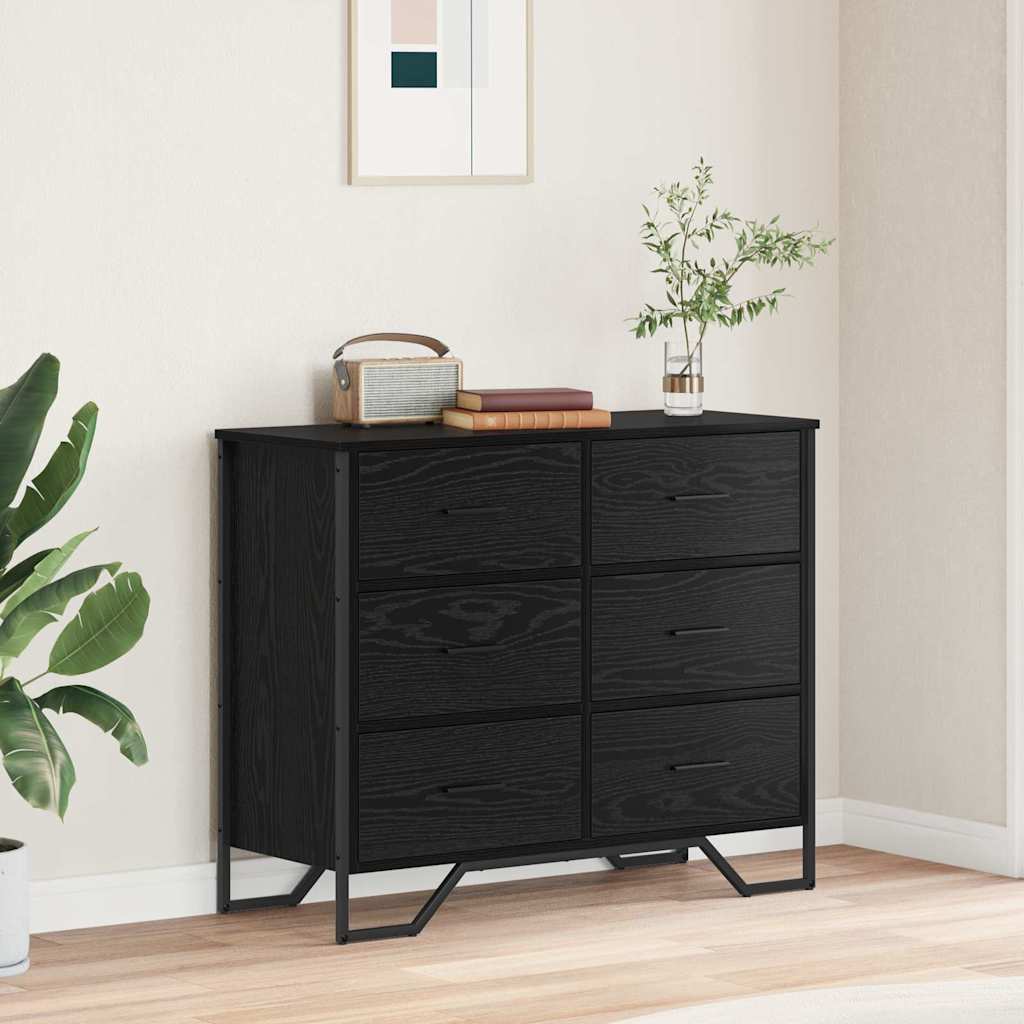 MAVEN Black Chest of Drawers - Medium-sized, 6 Drawers, Double - Style and Chic